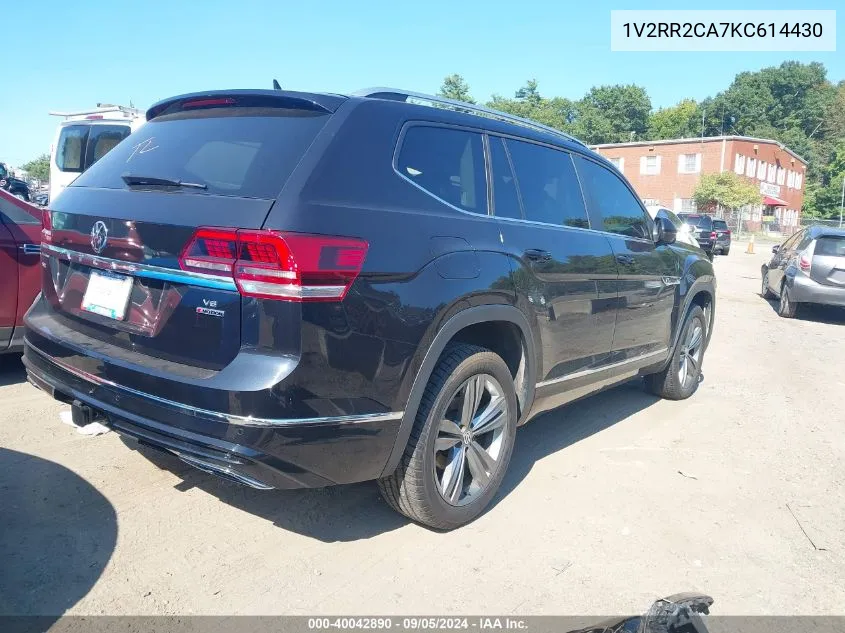 2019 Volkswagen Atlas 3.6L V6 Sel R-Line VIN: 1V2RR2CA7KC614430 Lot: 40042890