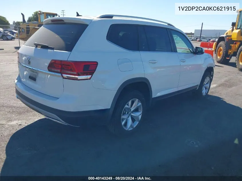 2019 Volkswagen Atlas Se VIN: 1V2DP2CA0KC621915 Lot: 40143249