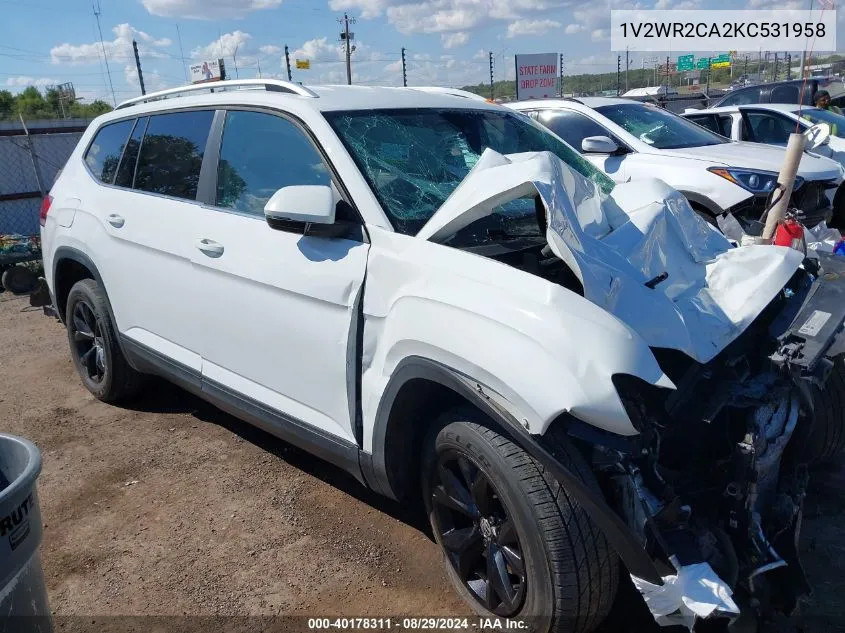 2019 Volkswagen Atlas 3.6L V6 Se W/Technology VIN: 1V2WR2CA2KC531958 Lot: 40178311