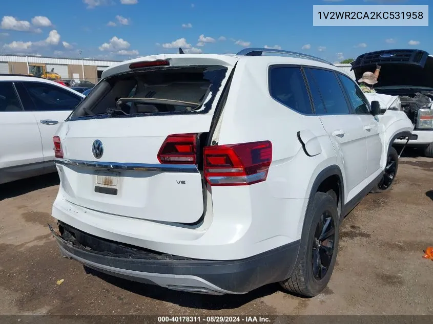 1V2WR2CA2KC531958 2019 Volkswagen Atlas 3.6L V6 Se W/Technology