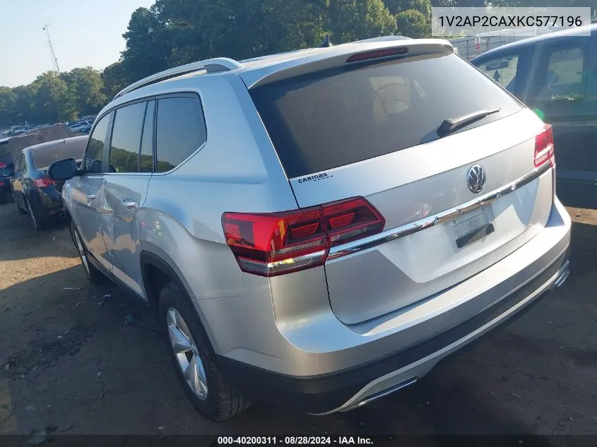 2019 Volkswagen Atlas 2.0T S VIN: 1V2AP2CAXKC577196 Lot: 40200311