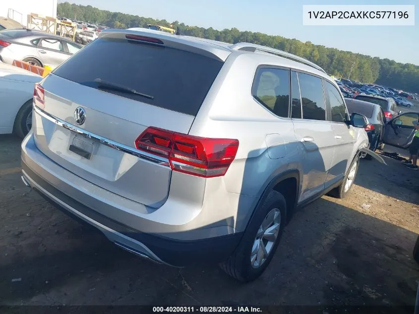 2019 Volkswagen Atlas 2.0T S VIN: 1V2AP2CAXKC577196 Lot: 40200311