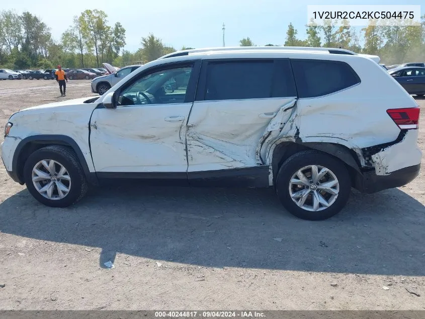 2019 Volkswagen Atlas Se VIN: 1V2UR2CA2KC504475 Lot: 40244817