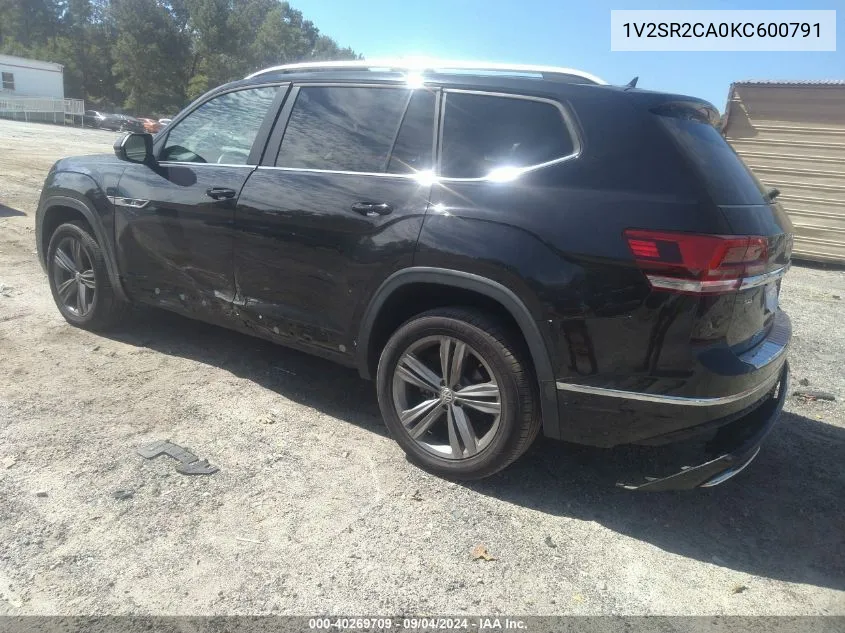 2019 Volkswagen Atlas 3.6L V6 Sel R-Line VIN: 1V2SR2CA0KC600791 Lot: 40706745