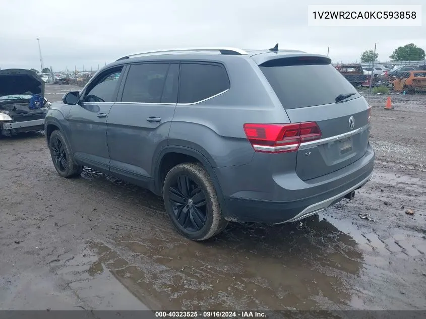 2019 Volkswagen Atlas 3.6L V6 Se W/Technology VIN: 1V2WR2CA0KC593858 Lot: 40323525