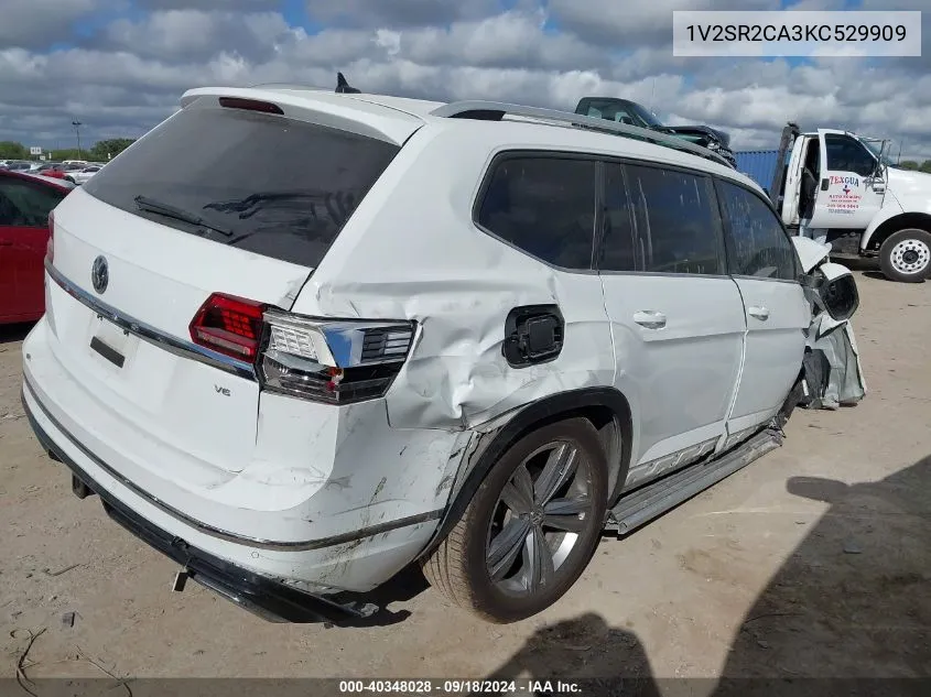 2019 Volkswagen Atlas 3.6L V6 Sel R-Line VIN: 1V2SR2CA3KC529909 Lot: 40348028