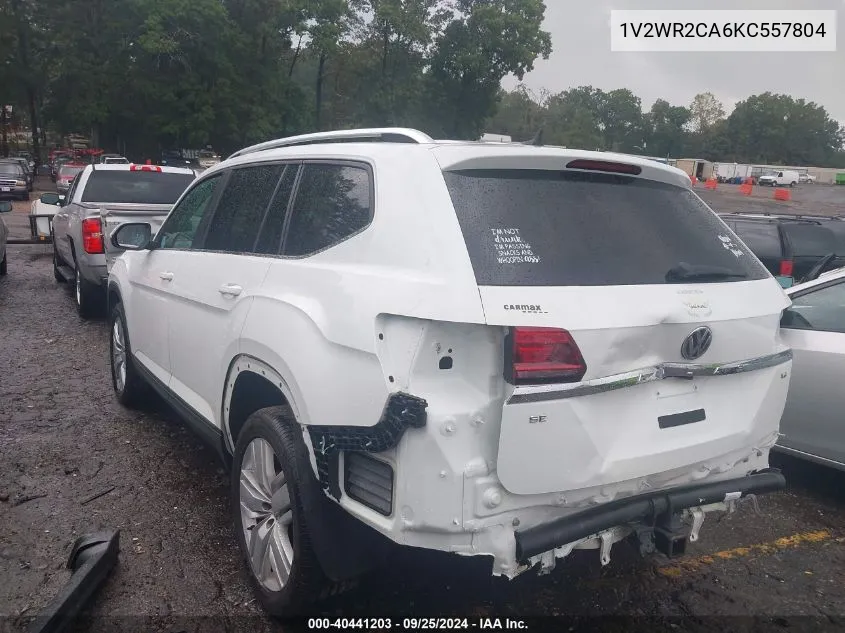 2019 Volkswagen Atlas 3.6L V6 Se W/Technology VIN: 1V2WR2CA6KC557804 Lot: 40441203