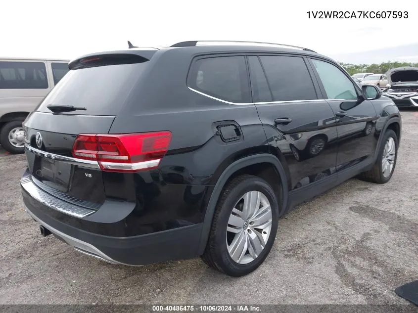 2019 Volkswagen Atlas Se VIN: 1V2WR2CA7KC607593 Lot: 40486475