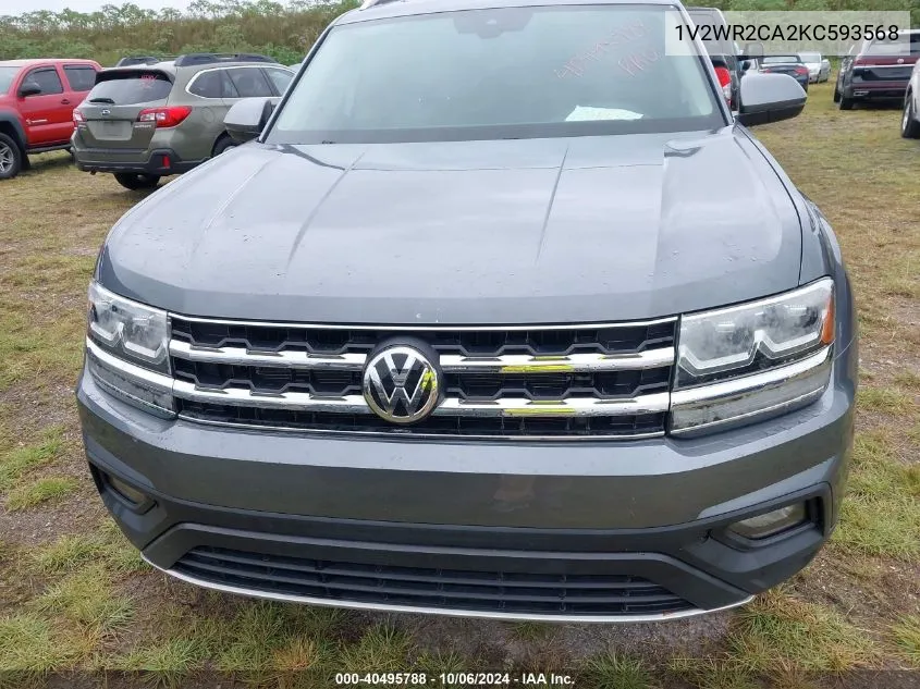 1V2WR2CA2KC593568 2019 Volkswagen Atlas Se