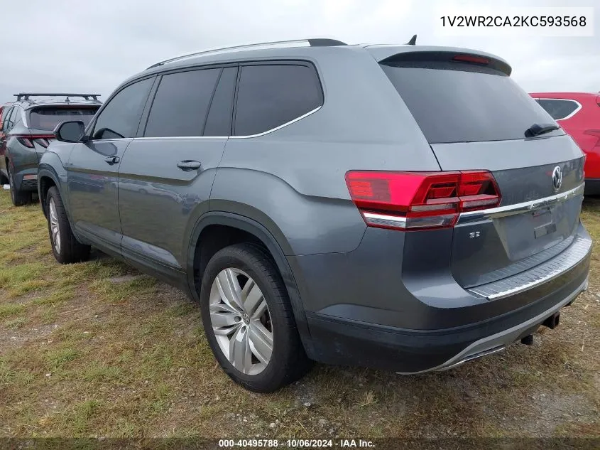 1V2WR2CA2KC593568 2019 Volkswagen Atlas Se