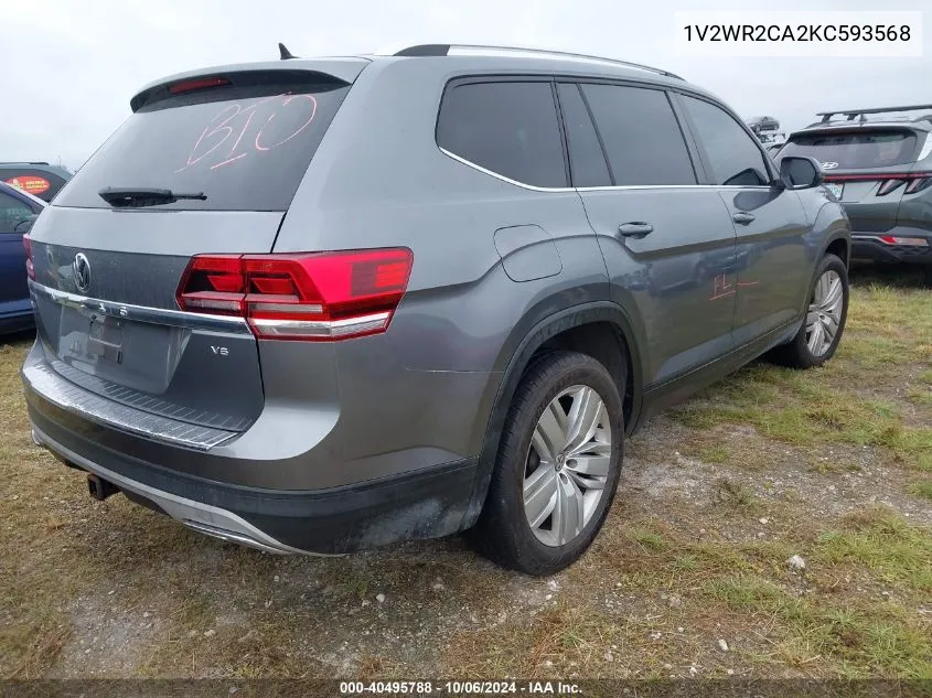 1V2WR2CA2KC593568 2019 Volkswagen Atlas Se