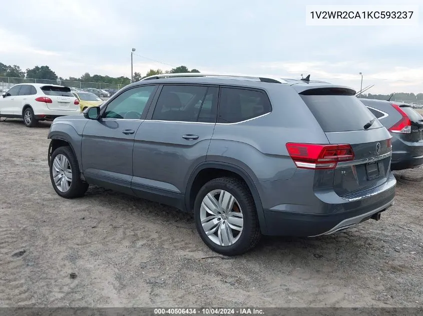 2019 Volkswagen Atlas 3.6L V6 Se W/Technology VIN: 1V2WR2CA1KC593237 Lot: 40506434