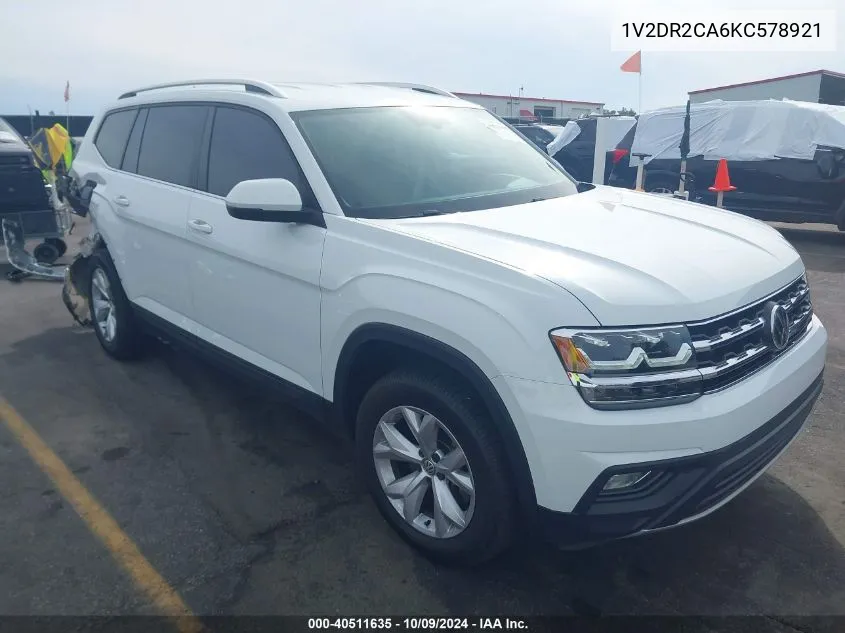 2019 Volkswagen Atlas 3.6L V6 Se VIN: 1V2DR2CA6KC578921 Lot: 40511635