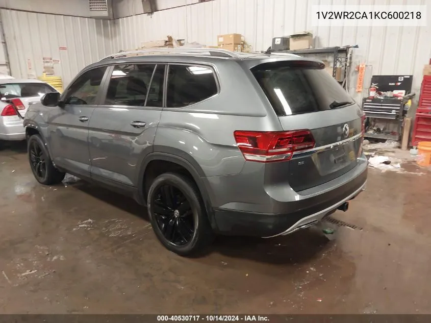 2019 Volkswagen Atlas 3.6L V6 Se W/Technology VIN: 1V2WR2CA1KC600218 Lot: 40530717