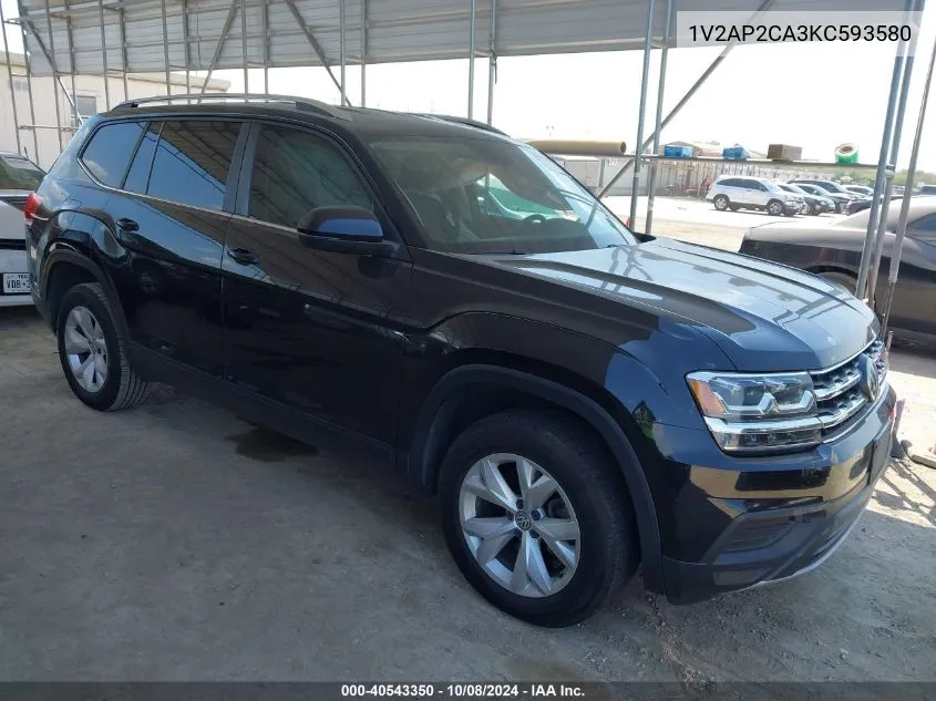 2019 Volkswagen Atlas S VIN: 1V2AP2CA3KC593580 Lot: 40543350