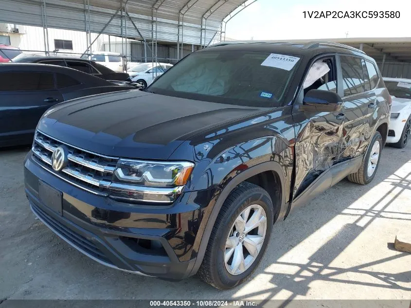 2019 Volkswagen Atlas S VIN: 1V2AP2CA3KC593580 Lot: 40543350