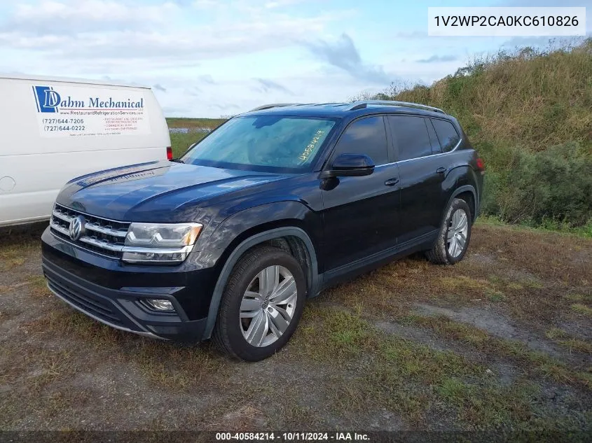 2019 Volkswagen Atlas 2.0T Se W/Technology VIN: 1V2WP2CA0KC610826 Lot: 40584214