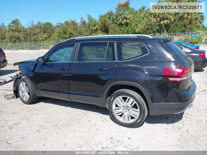 2019 Volkswagen Atlas 3.6L V6 Se W/Technology VIN: 1V2WR2CA7KC533611 Lot: 40681207