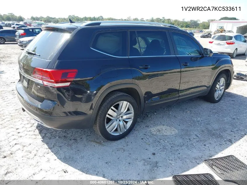 2019 Volkswagen Atlas 3.6L V6 Se W/Technology VIN: 1V2WR2CA7KC533611 Lot: 40681207