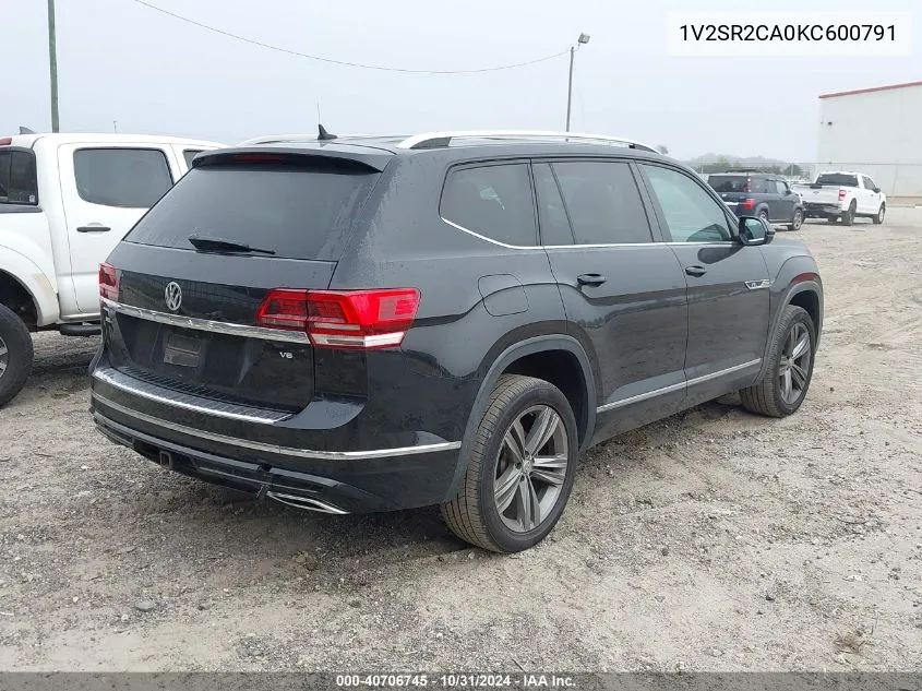 2019 Volkswagen Atlas 3.6L V6 Sel R-Line VIN: 1V2SR2CA0KC600791 Lot: 40706745