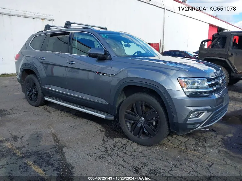 2019 Volkswagen Atlas 3.6L V6 Sel Premium VIN: 1V2NR2CA1KC551078 Lot: 40725149