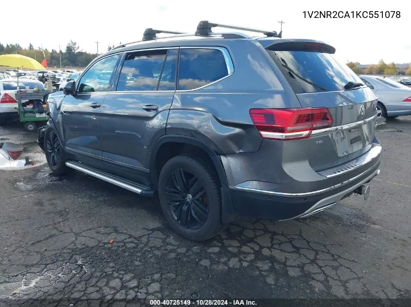 2019 Volkswagen Atlas 3.6L V6 Sel Premium VIN: 1V2NR2CA1KC551078 Lot: 40725149