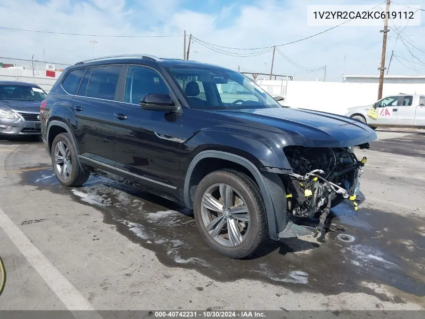 2019 Volkswagen Atlas 3.6L V6 Se W/Technology R-Line VIN: 1V2YR2CA2KC619112 Lot: 40742231