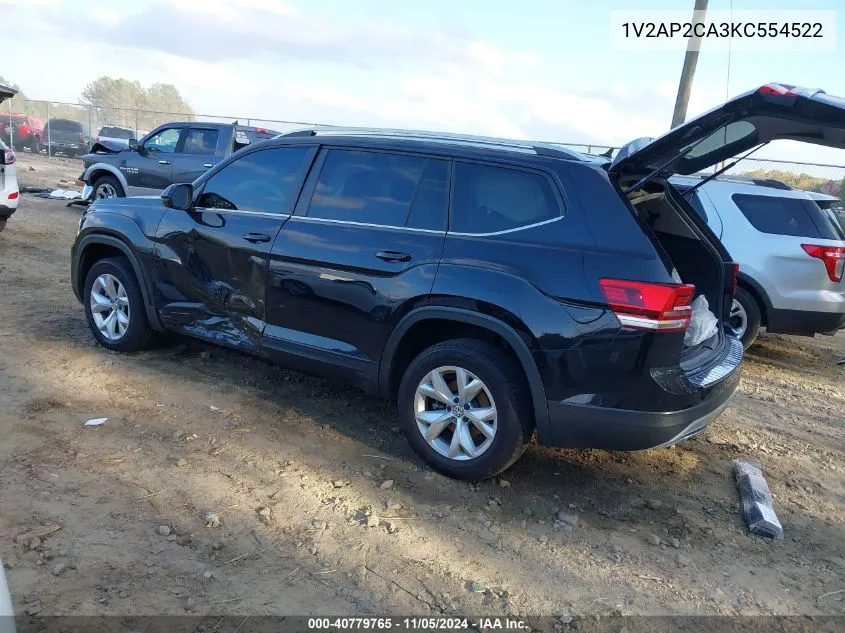 2019 Volkswagen Atlas 2.0T S VIN: 1V2AP2CA3KC554522 Lot: 40779765