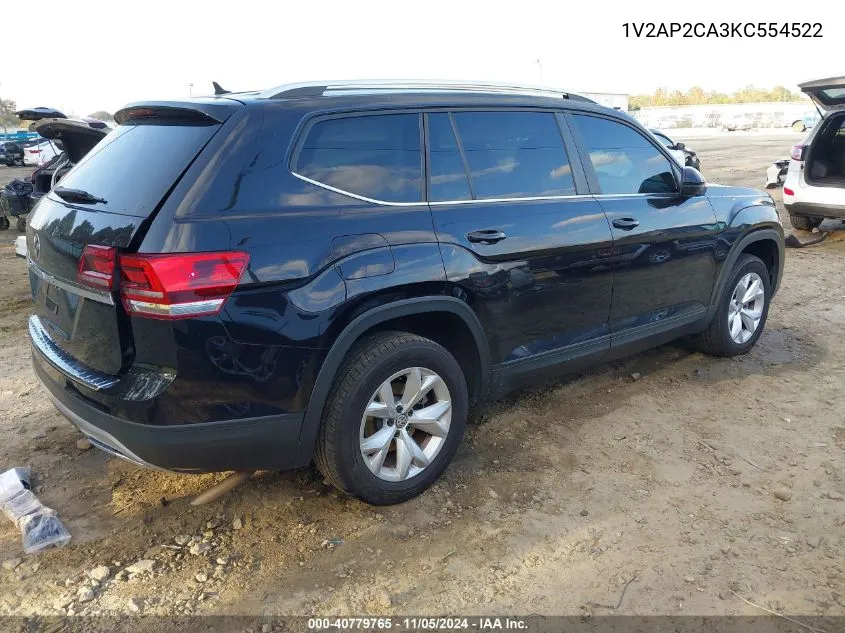 2019 Volkswagen Atlas 2.0T S VIN: 1V2AP2CA3KC554522 Lot: 40779765