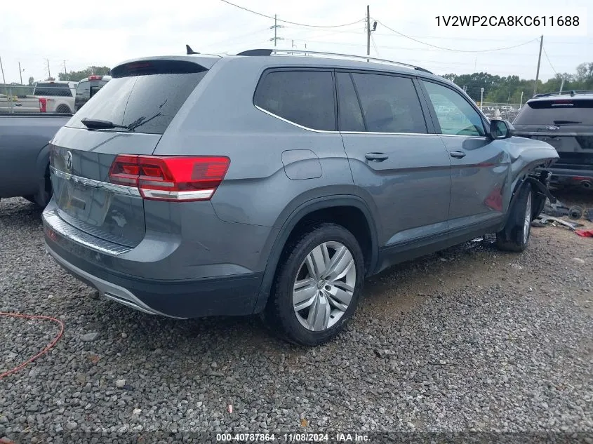 2019 Volkswagen Atlas 2.0T Se W/Technology VIN: 1V2WP2CA8KC611688 Lot: 40787864