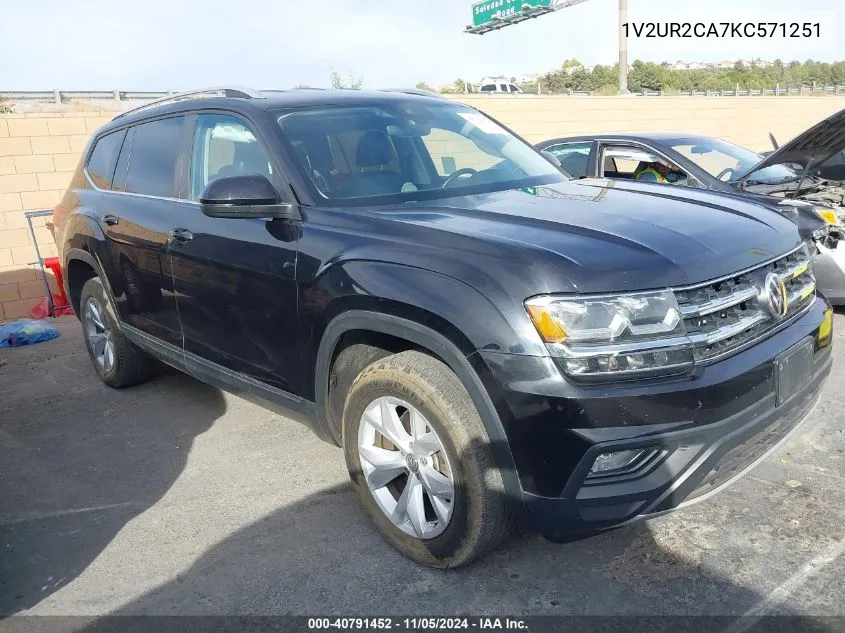 2019 Volkswagen Atlas 3.6L V6 Se W/Technology VIN: 1V2UR2CA7KC571251 Lot: 40791452