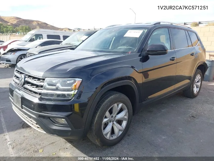 2019 Volkswagen Atlas 3.6L V6 Se W/Technology VIN: 1V2UR2CA7KC571251 Lot: 40791452