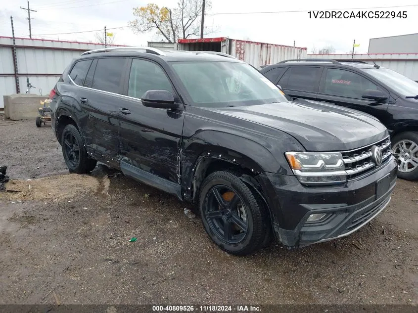 2019 Volkswagen Atlas 3.6L V6 Se VIN: 1V2DR2CA4KC522945 Lot: 40809526