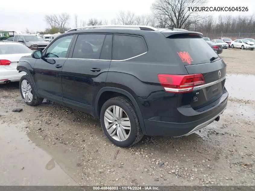 2019 Volkswagen Atlas 3.6L V6 Se W/Technology VIN: 1V2UR2CA0KC604526 Lot: 40846003