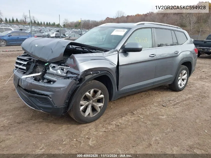 2019 Volkswagen Atlas 3.6L V6 S VIN: 1V2GR2CA5KC594928 Lot: 40852528