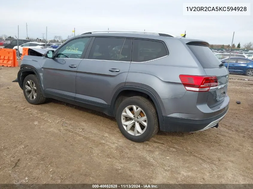 2019 Volkswagen Atlas 3.6L V6 S VIN: 1V2GR2CA5KC594928 Lot: 40852528