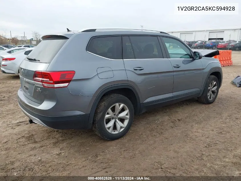 2019 Volkswagen Atlas 3.6L V6 S VIN: 1V2GR2CA5KC594928 Lot: 40852528