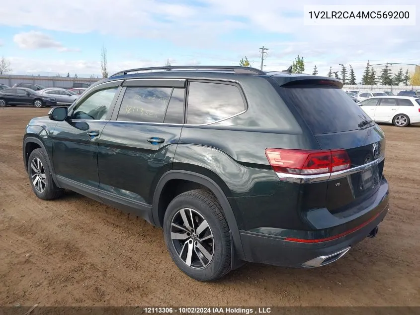 2021 Volkswagen Atlas VIN: 1V2LR2CA4MC569200 Lot: 12113306