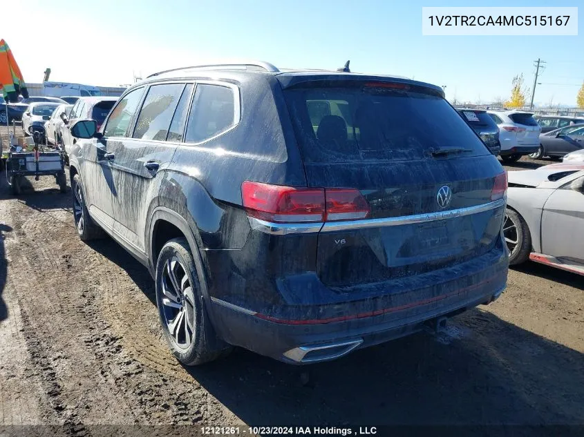 2021 Volkswagen Atlas Sel Premium VIN: 1V2TR2CA4MC515167 Lot: 12121261