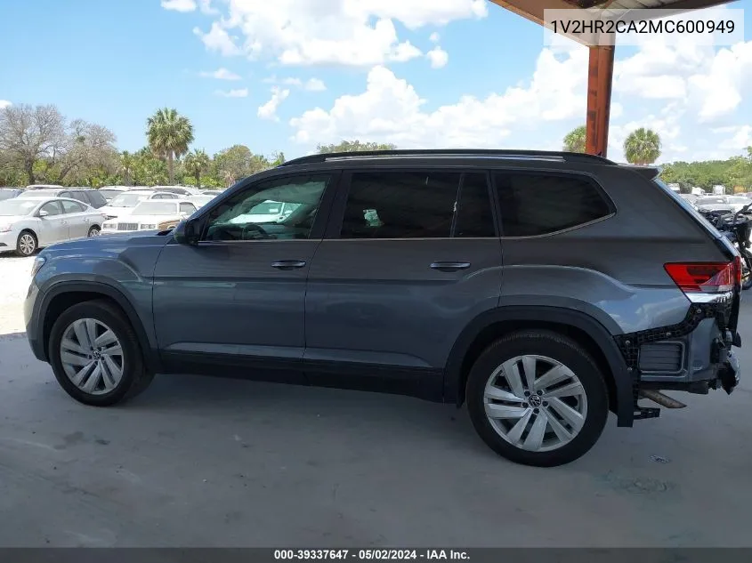 2021 Volkswagen Atlas 3.6L V6 Se W/Technology VIN: 1V2HR2CA2MC600949 Lot: 39337647