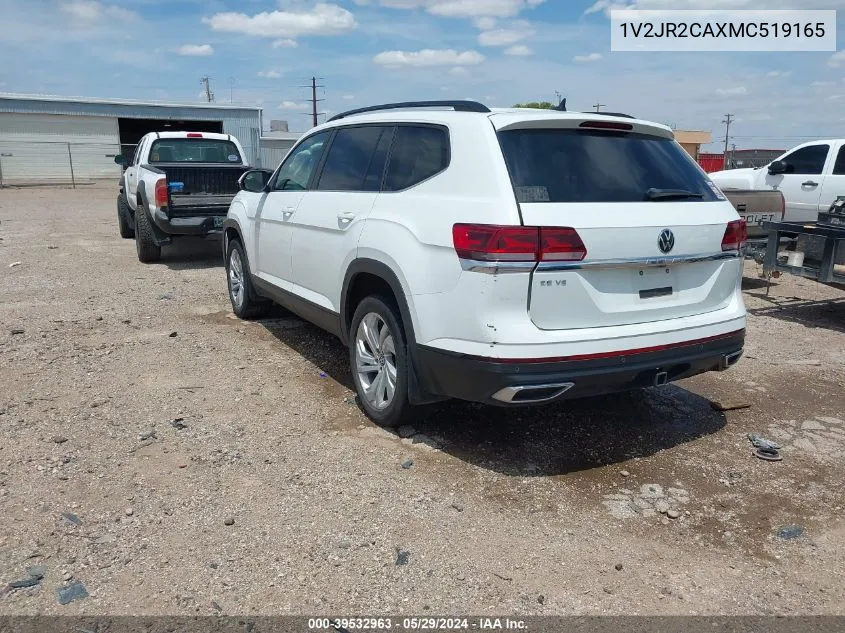 2021 Volkswagen Atlas 3.6L V6 Se W/Technology VIN: 1V2JR2CAXMC519165 Lot: 39532963