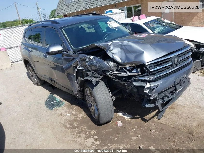 2021 Volkswagen Atlas 3.6L V6 Se W/Technology VIN: 1V2WR2CA7MC550220 Lot: 39597009