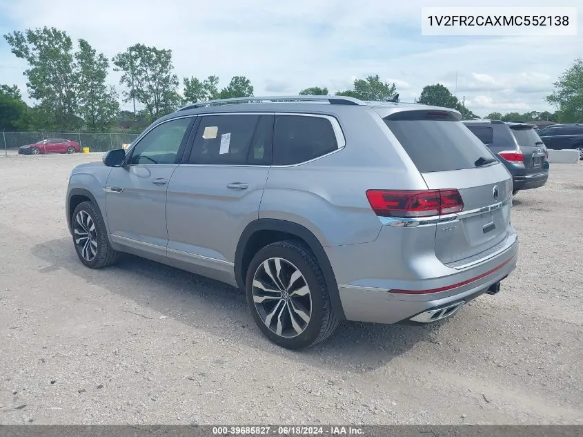 2021 Volkswagen Atlas 3.6L V6 Sel Premium R-Line VIN: 1V2FR2CAXMC552138 Lot: 39685827