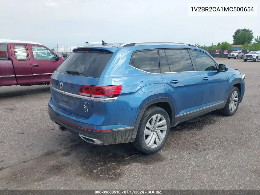 1V2BR2CA1MC500654 2021 Volkswagen Atlas 3.6L V6 Sel