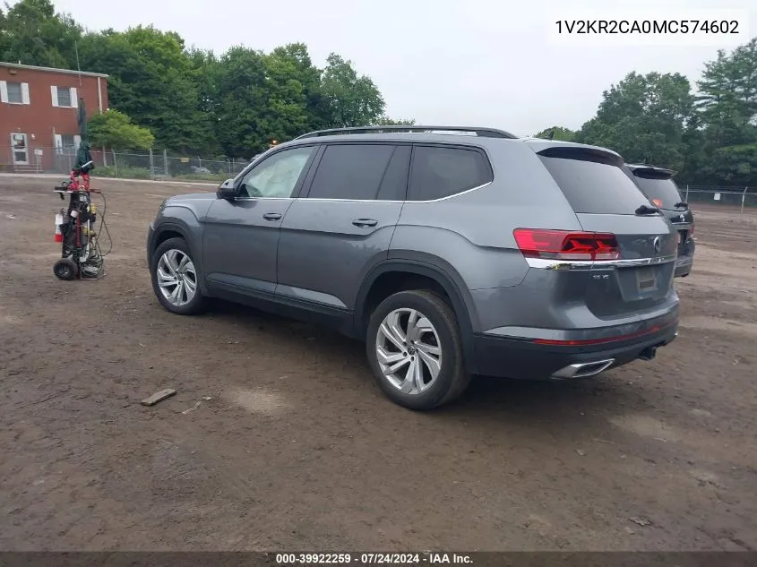 1V2KR2CA0MC574602 2021 Volkswagen Atlas 3.6L V6 Se W/Technology