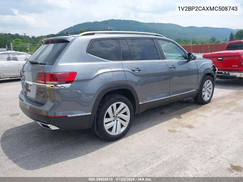 2021 Volkswagen Atlas 2.0T Sel VIN: 1V2BP2CAXMC508743 Lot: 39955610