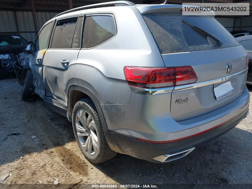 1V2WR2CA3MC543202 2021 Volkswagen Atlas 3.6L V6 Se W/Technology