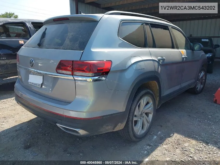 2021 Volkswagen Atlas 3.6L V6 Se W/Technology VIN: 1V2WR2CA3MC543202 Lot: 40045860