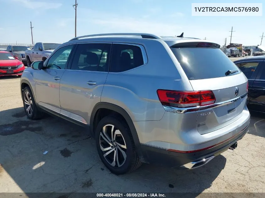 2021 Volkswagen Atlas 3.6L V6 Sel Premium VIN: 1V2TR2CA3MC576980 Lot: 40048021