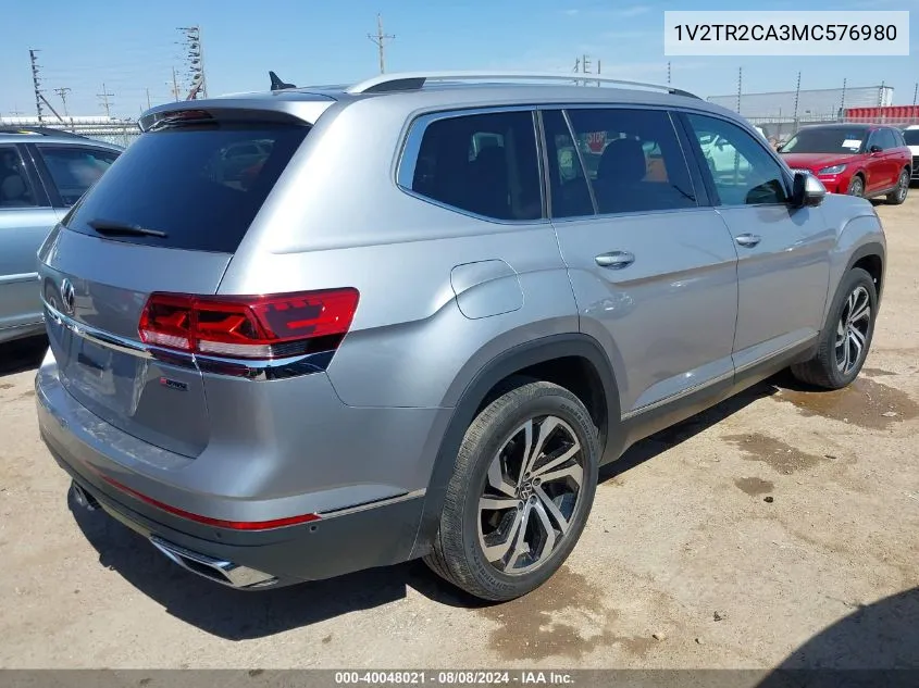 2021 Volkswagen Atlas 3.6L V6 Sel Premium VIN: 1V2TR2CA3MC576980 Lot: 40048021